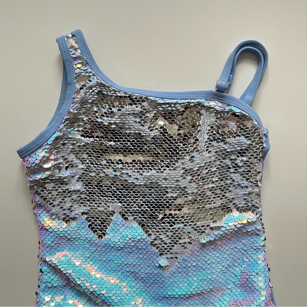 Shade Critters Girls One-piece One Shoulder Peri Flip Sequin Swimsuit - Size 3T - Picture 2 of 15